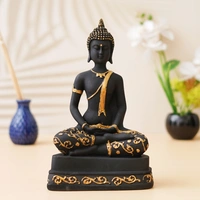 Black & Golden Polyresin Handcrafted Meditating Buddha Statue