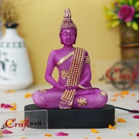 Purple & Golden Polyresin Handcrafted Meditating Lord Buddha Statue