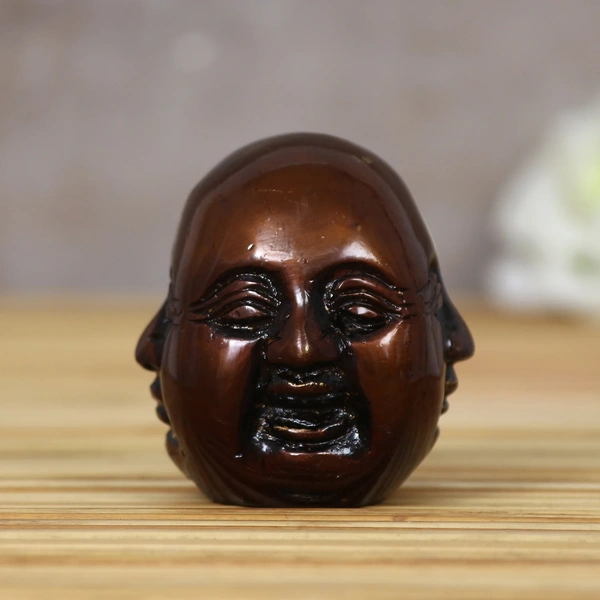 Antique Finish 3 Side Laughing Buddha Face Statue