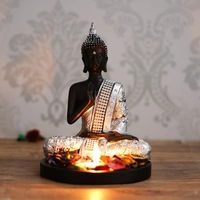 Polyresin Black And Silver Handcrafted Meditating Blessing Buddha Statue