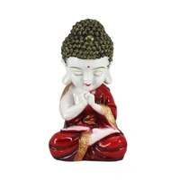 Polyresin Red And White Praying Monk Buddha Statue
