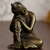 Metal Resting Buddha On Knee Statue