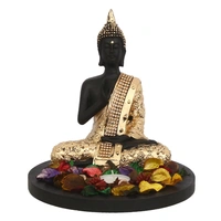 Polyresin Black And Golden Meditating Blessing Buddha Statue