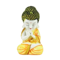 Polyresin Yellow And White Praying Monk Buddha Statue