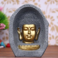 Grey & Golden Peaceful Lord Buddha Face Statue