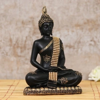 Polyresin Black And Golden Handcrafted Meditating Buddha Statue