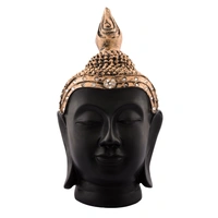 Polyresin Gold And Black Meditating Buddha Head Statue