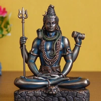 Brown Polyresin And Bronze Lord Shiva Padmasana Statue