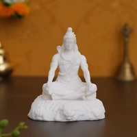 White Polyresin Lord Shiva Sitting Statue