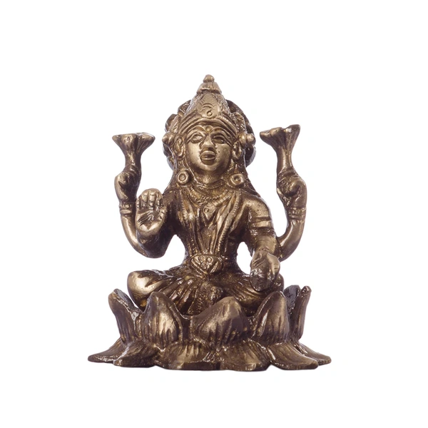 Antique Finish Brass Goddess Laxmi On Lotus