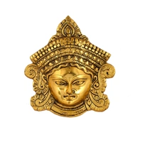 Golden Goddess Durga Face Metal Wall Hanging