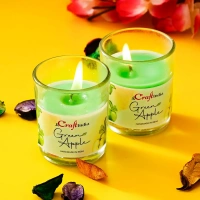 Set Of 2 Green Apple Scented Glass Candle