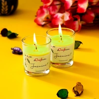 Set Of 2 Jasmine Scented Glass Candle