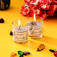 Set Of 2 Lavender Scented Glass Candle