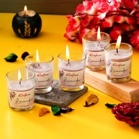 Set Of 5 Glass Lavender Scented Candles