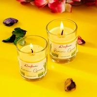 Set Of 2 Lemon Grass Scented Glass Candle