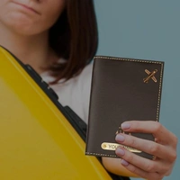 Personalized Leather Passport Cover - Gray
