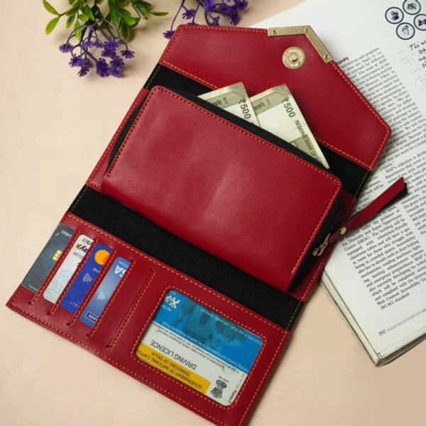 Elegant Personalized Women's Wallet With Charm | Red