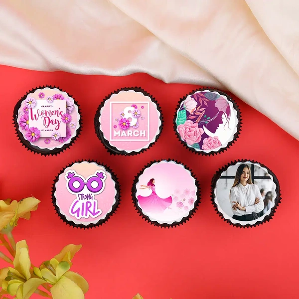 Set Of Six Delicious And Creamy Women's Day Cupcakes