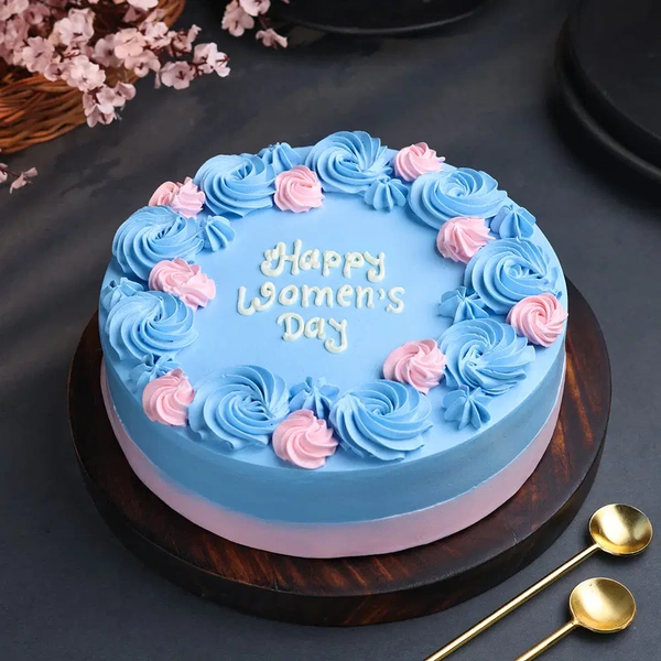Pinky Blue Strawberry Women's Day Cake - 2 Kg