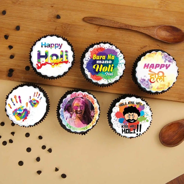 Set Of 6 Holi Cupcakes