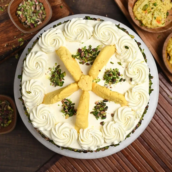 Rasmalai Pista Whipped Cream Cake - 1.5 Kg