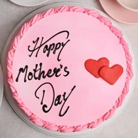Round Vanilla Strawberry Mothers Day Cake - 1.5 Kg