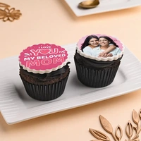 Tempting Personalised Photo Cupcakes - 2 Pcs