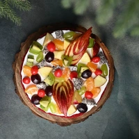 Fresh Fruits Topped Red Velvet Cake - 1 Kg