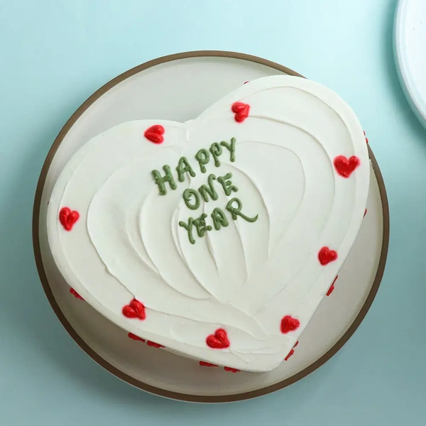 Happy One Year Heart Pineapple Cake - 500 Gm