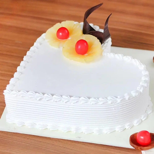 Heart Shaped Pineapple & Cherry Cake - 1.5 Kg