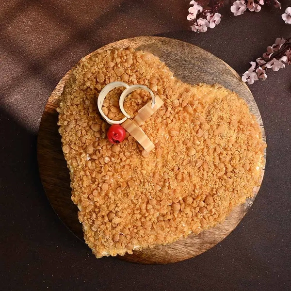 Heart Shaped Butterscotch Cherry Topped Cake - 2 Kg