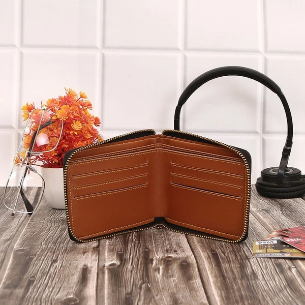Personalized Unisex Tan Wallet with Name & Charm
