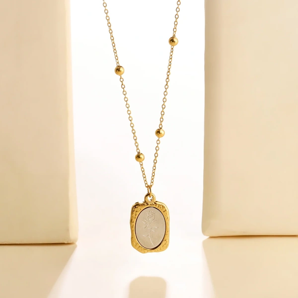 Mystical Rose Charm Gold Necklace