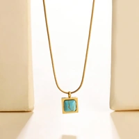 Sapphire Square Gold Necklace