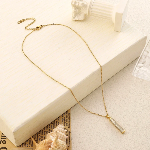Isla Crystal Studded Gold Necklace