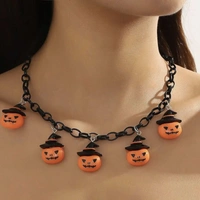 Halloween Pumpkin Black Necklace