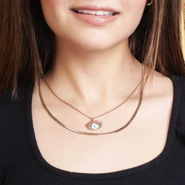 Nyx Evil Eye Necklace - Rose Gold