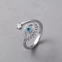 Cute Evil Eye Adjustable Ring - Silver