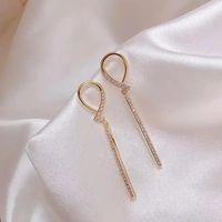 Waterdrop Shape Ribbon Dangle Zircon Earrings