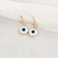 Evil Eyes Gold Brim Wind Drop Earrings - Light Blue