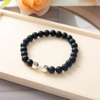 Strength Beaded Stone Band - Silver