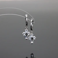 Crystal Cross Silver Earrings