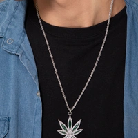 Cannabis Leaf Silver Chain