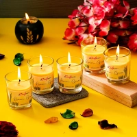 Set Of 5 Glass Lemon Scented Candles