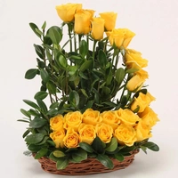 25 Yellow Roses Basket