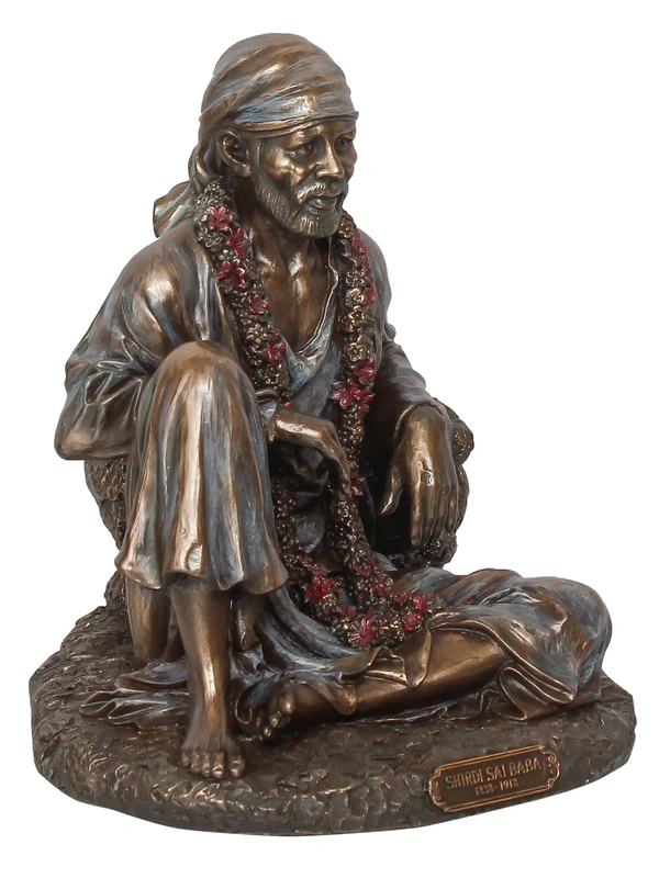 Decorative Polyresin And Bronze Sitting Sai Baba Statue