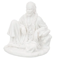 White Polyresin Sai Baba Sitting Statue