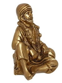 Golden Brass Handcrafted Sitting Sai Baba Idol