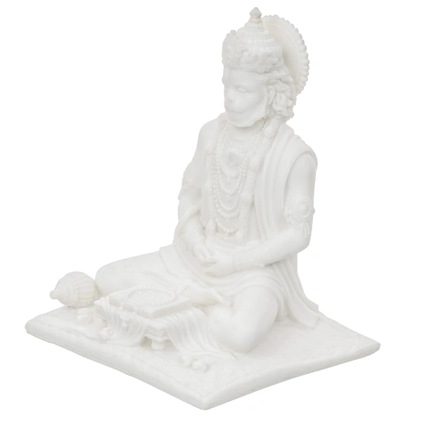 White Polyresin Meditating Lord Hanuman Statue